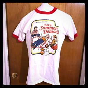 Steven Rhodes Let’s Summon Demons Ringer T-Shirt
